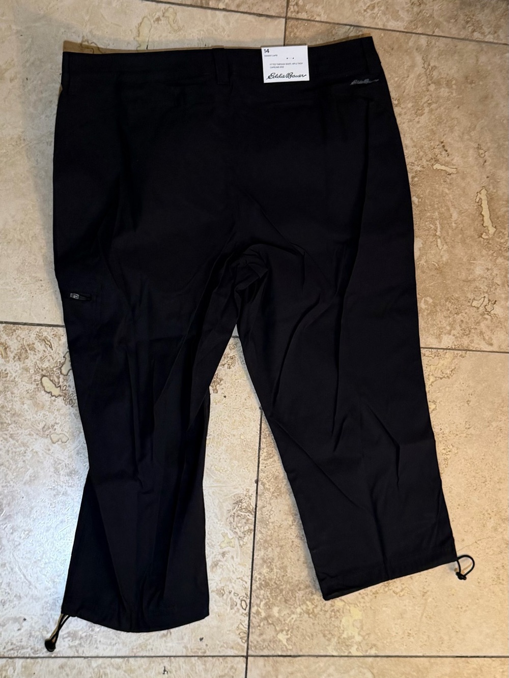 Eddie Bauer Black Women's Capris with Drawcord Hems